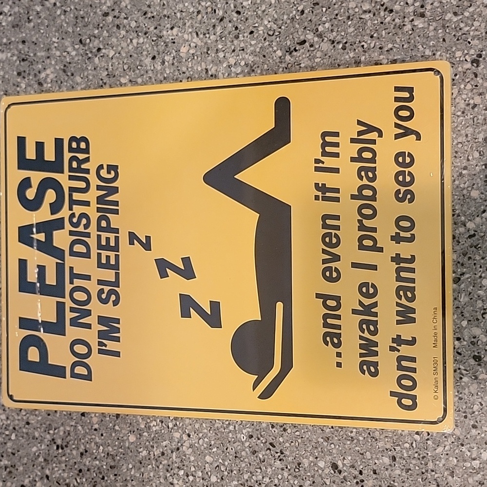Kaplan Yellow and Black Sleeping Sign